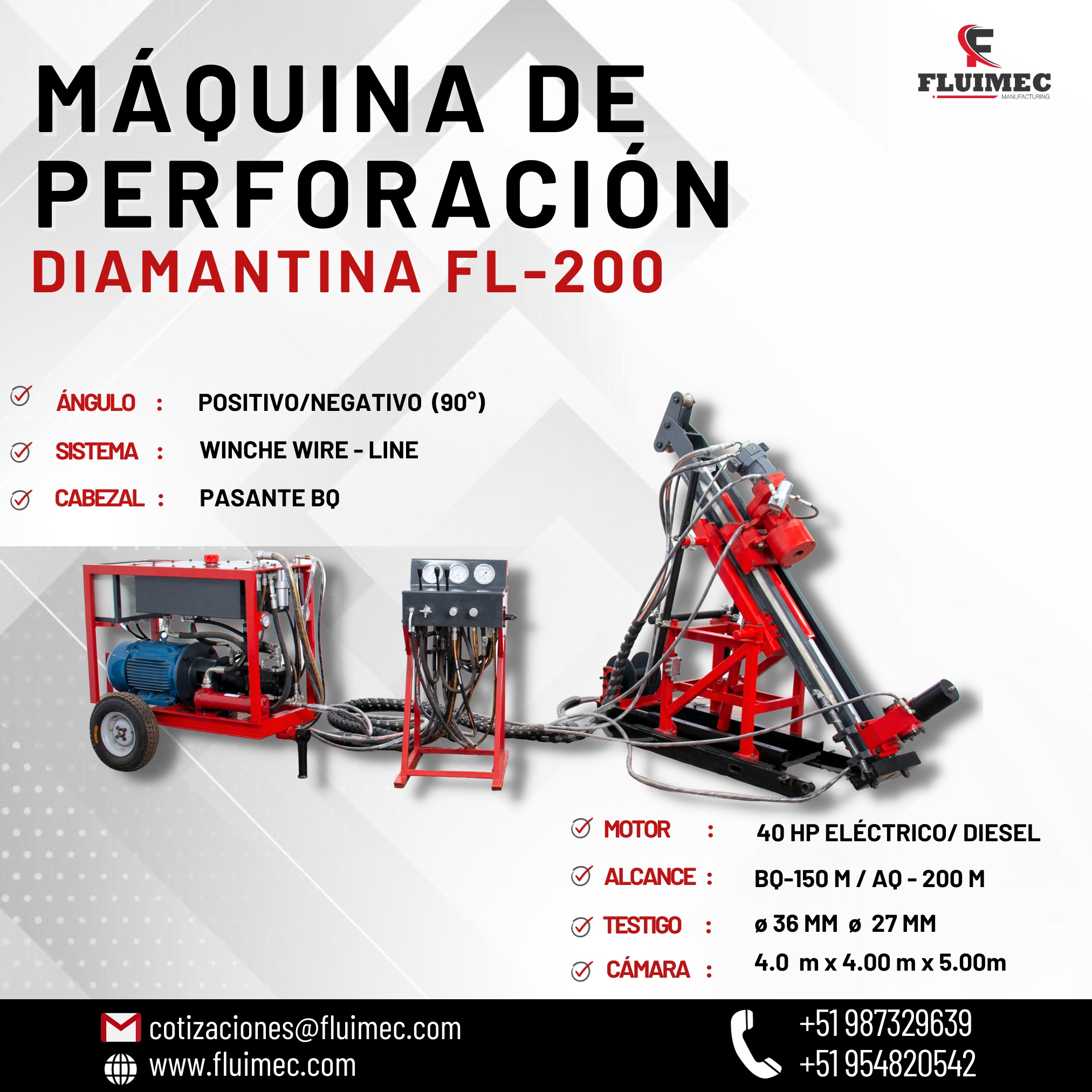 MAQUINA DIAMANTINA FL - 200 MINERIA GEOLOGIA SOCAVON 